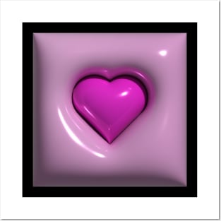 pink 3d heart in 3d cushion Posters and Art